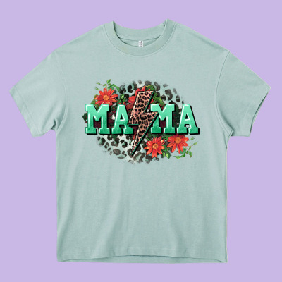 Mama Rock Lightning Bolt Mother's Day Heavy Core Tee Designed By Cowgirlartshop