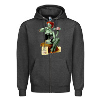 Charcoal Heather Zombie Pin Up Girl Halloween Zipper Hoodie - Craftify