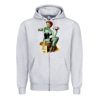 Heather Grey Zombie Pin Up Girl Halloween Zipper Hoodie - Craftify