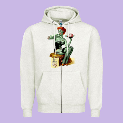 Zombie Pin Up Girl Halloween Zipper Hoodie Designed By Craftify