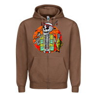Chestnut skeleton fishing lover moon halloween costume fish Zipper Hoodie - Craftify