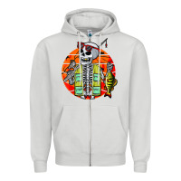 Dove Grey skeleton fishing lover moon halloween costume fish Zipper Hoodie - Craftify