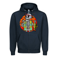 Navy skeleton fishing lover moon halloween costume fish Zipper Hoodie - Craftify