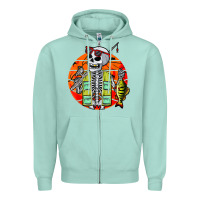 Seafoam skeleton fishing lover moon halloween costume fish Zipper Hoodie - Craftify