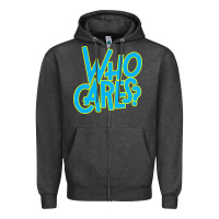 Charcoal Heather who cares Zipper Hoodie - Craftify