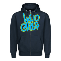 Navy who cares Zipper Hoodie - Craftify