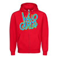 Red who cares Zipper Hoodie - Craftify