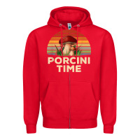 Red vintage sunset porcini mushroom hunting boletus edulis t shirt Zipper Hoodie - Craftify