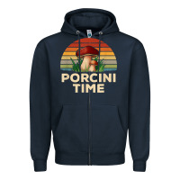 Navy vintage sunset porcini mushroom hunting boletus edulis t shirt Zipper Hoodie - Craftify