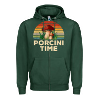 Sports Green vintage sunset porcini mushroom hunting boletus edulis t shirt Zipper Hoodie - Craftify