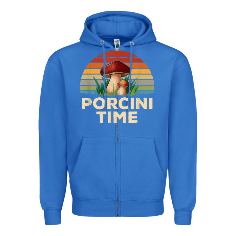 Vintage Sunset Porcini Mushroom Hunting Boletus Edulis T Shirt Zipper Hoodie by Craftify | Teevron