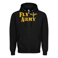 Black Vintage Fly Army Military Pilot Army Aviation Branch Zipper Hoodie - Craftify