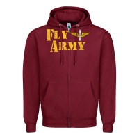 Burgundy Vintage Fly Army Military Pilot Army Aviation Branch Zipper Hoodie - Craftify