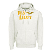 Oatmeal Heather Vintage Fly Army Military Pilot Army Aviation Branch Zipper Hoodie - Craftify