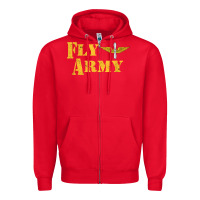 Red Vintage Fly Army Military Pilot Army Aviation Branch Zipper Hoodie - Craftify