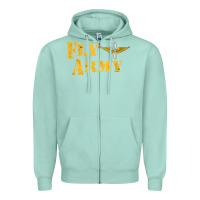 Seafoam Vintage Fly Army Military Pilot Army Aviation Branch Zipper Hoodie - Craftify