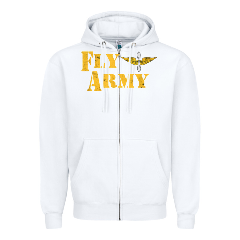 Vintage Fly Army Military Pilot Army Aviation Branch Zipper Hoodie by Craftify | Teevron