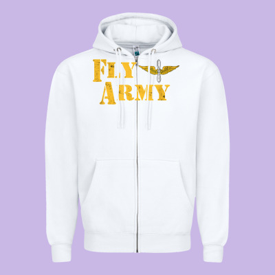 Vintage Fly Army Military Pilot Army Aviation Branch Zipper Hoodie Designed By Craftify