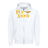 White Vintage Fly Army Military Pilot Army Aviation Branch Zipper Hoodie - Craftify