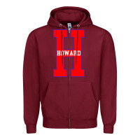 Burgundy howard letter Zipper Hoodie - Craftify