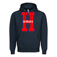 Navy howard letter Zipper Hoodie - Craftify