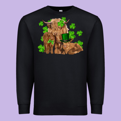 St Patrick's Day Cow Family Premium Sweatshirt Designed By Ranaportraitstore
