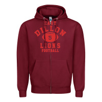 Burgundy Friday Night Lights East Dillon Lions Football Jersey Zipper Hoodie - Craftify