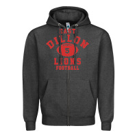 Charcoal Heather Friday Night Lights East Dillon Lions Football Jersey Zipper Hoodie - Craftify