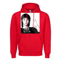 Red Jane Fonda Mugshot GIFT Zipper Hoodie - Craftify