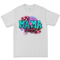 Dove Grey mama vibes floral Premium Tee - OliviaCreatesArt