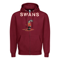 Burgundy Swans Zipper Hoodie - Craftify