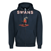 Navy Swans Zipper Hoodie - Craftify