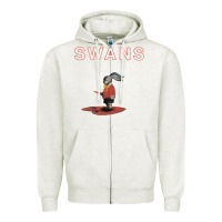 Oatmeal Heather Swans Zipper Hoodie - Craftify