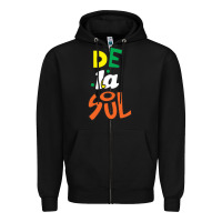 Black De La Soul Print Zipper Hoodie - Craftify