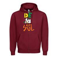 Burgundy De La Soul Print Zipper Hoodie - Craftify