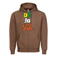 Chestnut De La Soul Print Zipper Hoodie - Craftify
