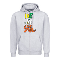Heather Grey De La Soul Print Zipper Hoodie - Craftify