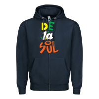 Navy De La Soul Print Zipper Hoodie - Craftify