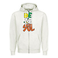 Oatmeal Heather De La Soul Print Zipper Hoodie - Craftify
