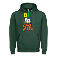Sports Green De La Soul Print Zipper Hoodie - Craftify