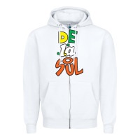White De La Soul Print Zipper Hoodie - Craftify