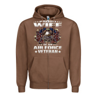Proud Wife Of An Air Force Veteran Military Vet Spouse Gifts Premium M Zipper Hoodie | Teevron