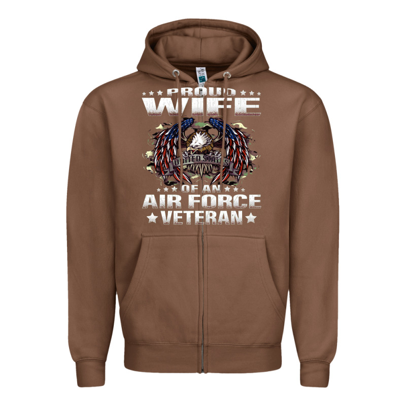 Proud Wife Of An Air Force Veteran Military Vet Spouse Gifts Premium M Zipper Hoodie by Craftify | Teevron