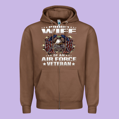 Proud Wife Of An Air Force Veteran Military Vet Spouse Gifts Premium M Zipper Hoodie Designed By Craftify