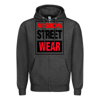 Charcoal Heather VISION STREET WEAR Zipper Hoodie - InspiraDesign