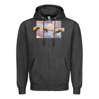Charcoal Heather creation of adam hands aesthetic t shirt Zipper Hoodie - InspiraDesign