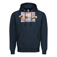 Navy creation of adam hands aesthetic t shirt Zipper Hoodie - InspiraDesign