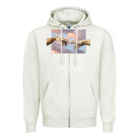 Oatmeal Heather creation of adam hands aesthetic t shirt Zipper Hoodie - InspiraDesign