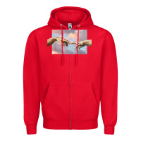 Red creation of adam hands aesthetic t shirt Zipper Hoodie - InspiraDesign