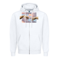 White creation of adam hands aesthetic t shirt Zipper Hoodie - InspiraDesign